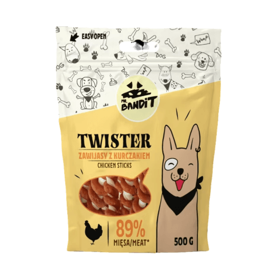 Recompense cu pui pentru caini Twister Chicken, 500 g, Mr. Bandit