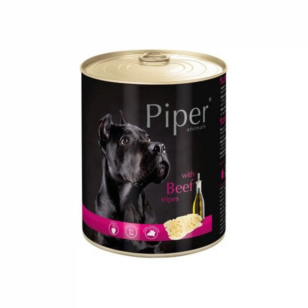 Hrana umeda cu burta de vita pentru caini Adult, 400 g, Piper