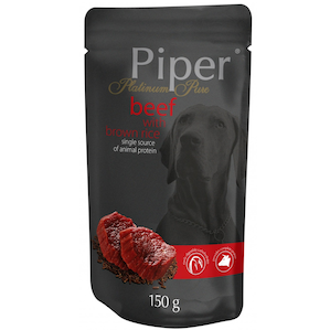 Mancare de vita cu orez brun Platinum Pure Dog, 150 g, Piper