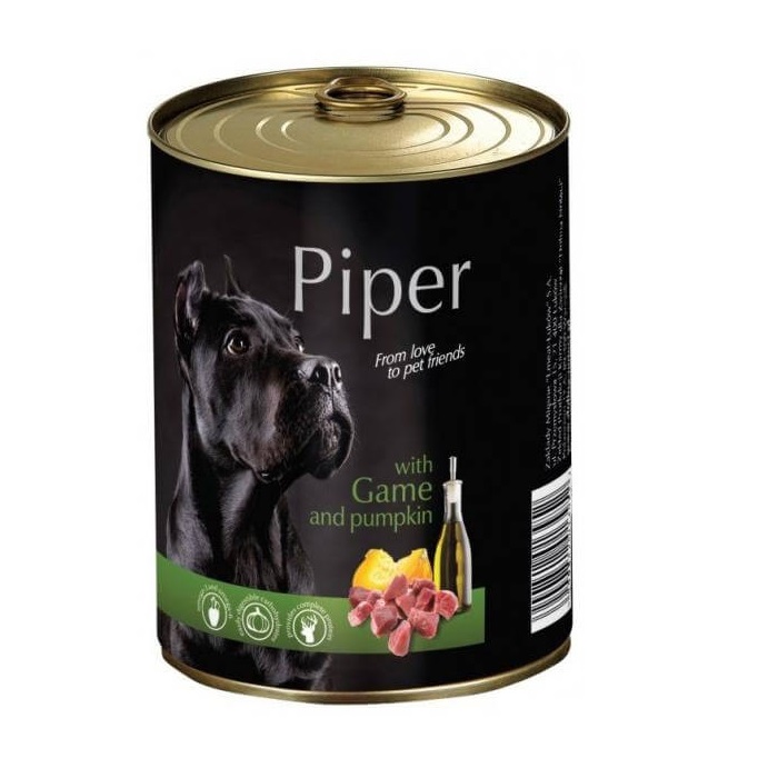 Hrana umeda pentru caini cu carne de vanat si dovleac Adult, 800 g, Piper