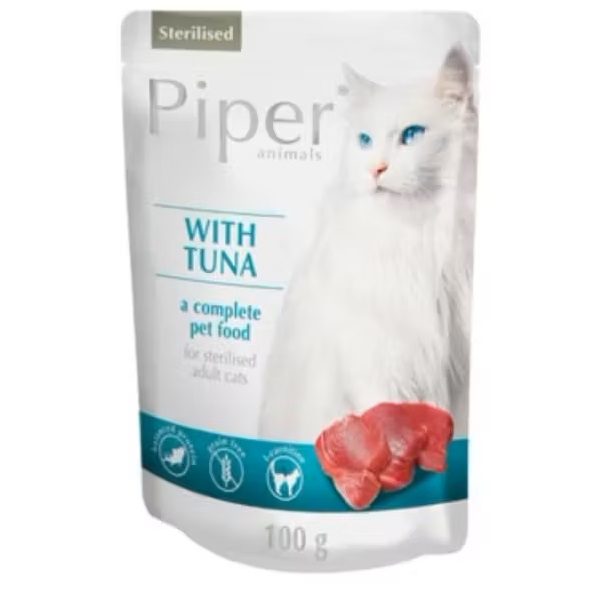 Hrana umeda cu ton pentru pisici sterilizate, 100 g, Piper