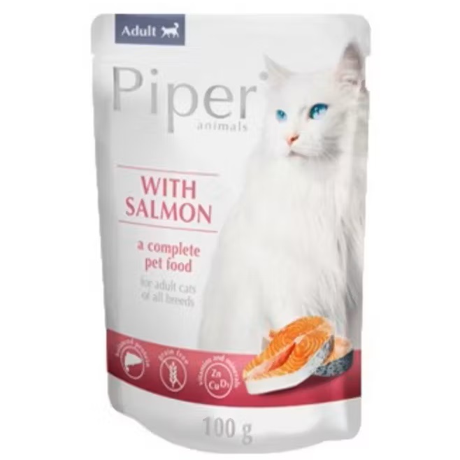 Hrana umeda cu somon pentru pisici sterilizate, 100 g, Piper