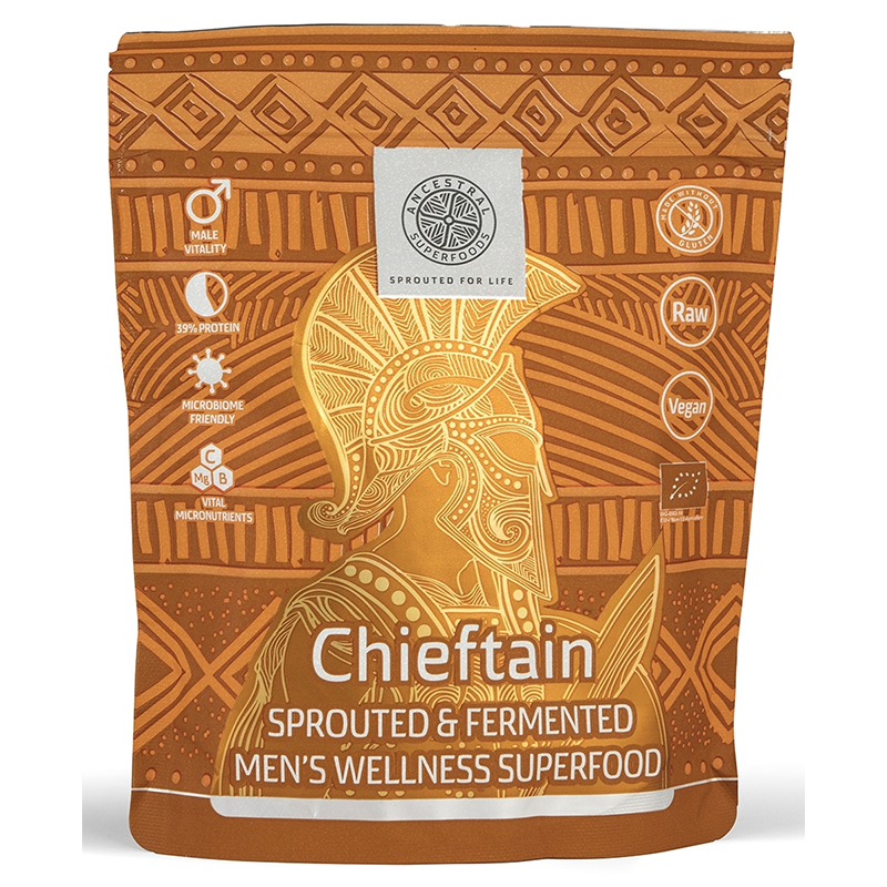 Amestec de pudre Bio pentru sanatatea barbatilor Chieftain Mens Wellness Superfood, 200 g, Ancestral Superfoods