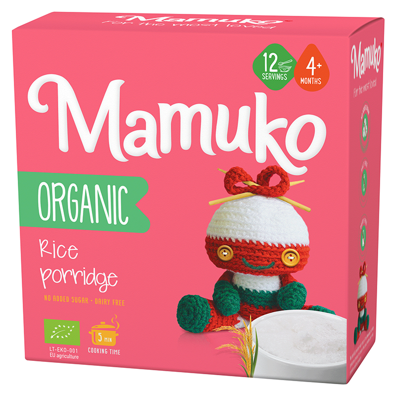 Porridge din orez Bio fara zahar pentru copii, +4 luni, 200 g, Mamuko