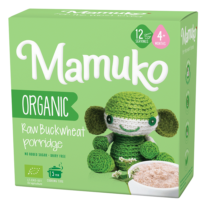Porridge din Hrisca Bio Raw fara zahar pentru copii, +4 luni, 200 g, Mamuko