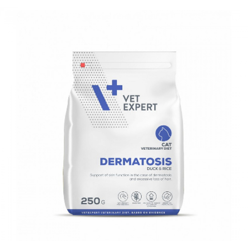 Hrana uscata cu rata si orez pentru pisici Dermatosis Cat, 250 g, Vetexpert