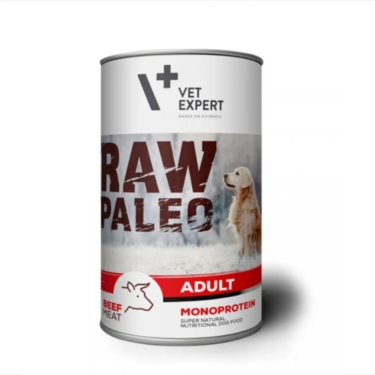 Hrana umeda cu carne de vita pentru caini adulti Raw Paleo, 400 g, VetExpert