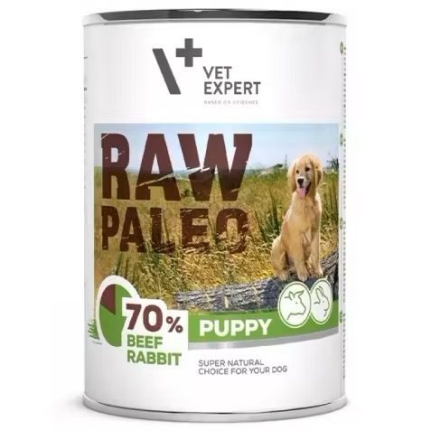 Hrana umeda cu iepure si vita pentru caini Puppy Raw Paleo, 400 g, VetExpert