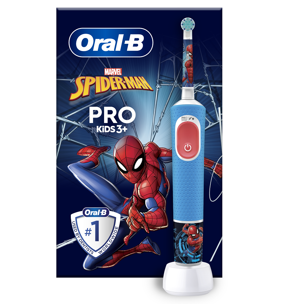 Periuță de dinți electrică Vitality Pro Kids Spider-Man, pentru copii 3+ ani, Oral-B
