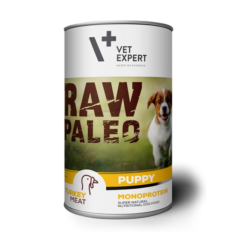 Hrana umeda cu carne de curcan pentru caini Raw Paleo Puppy, 800 g, VetExpert