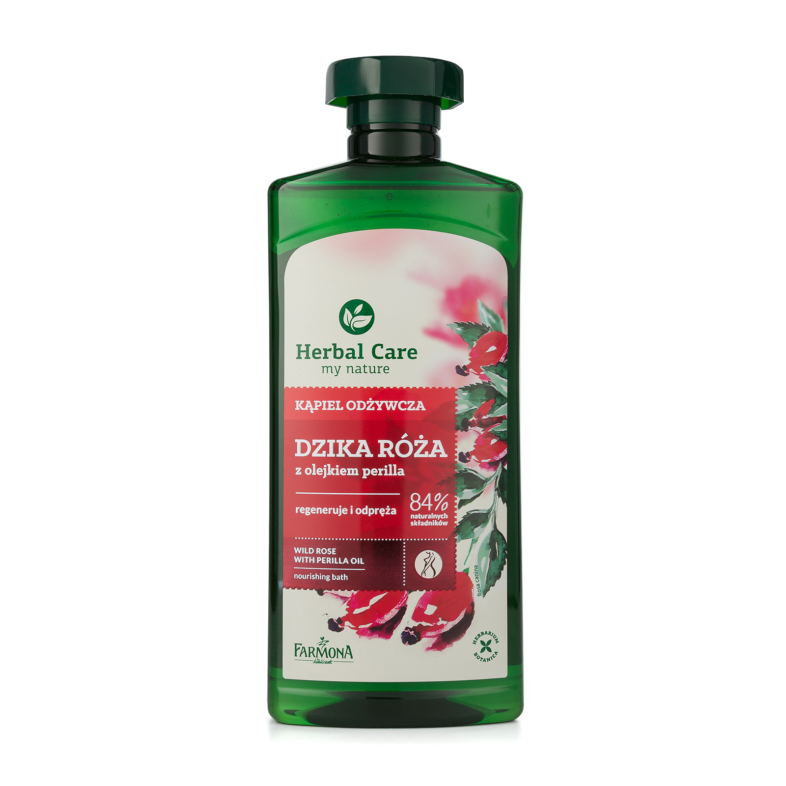 Gel nutritiv de baie si dus Trandafir salbatic si Ulei de Perilla Herbal Care, 500 ml, Farmona