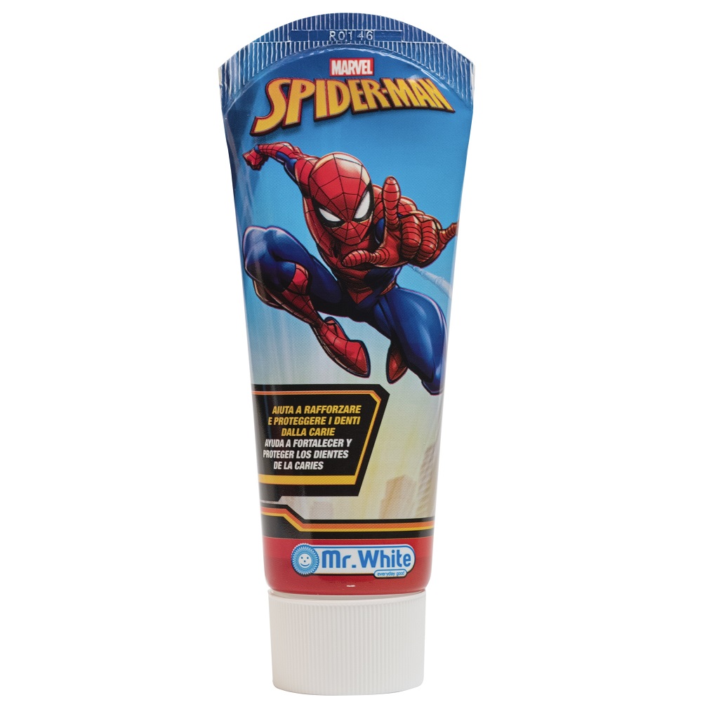 Pasta de dinti cu aroma de menta pentru copii Spiderman, +3 ani, 75 ml, Mr White