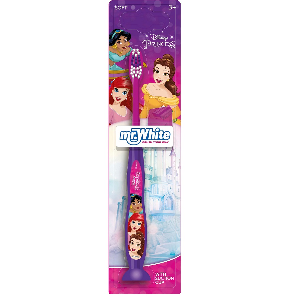 Periuta de dinti Soft cu ventuza pentru copii Princess, +3 ani, Mr White