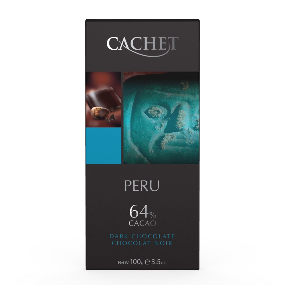 Ciocolata neagra, 64% Peru, 100g, Cachet