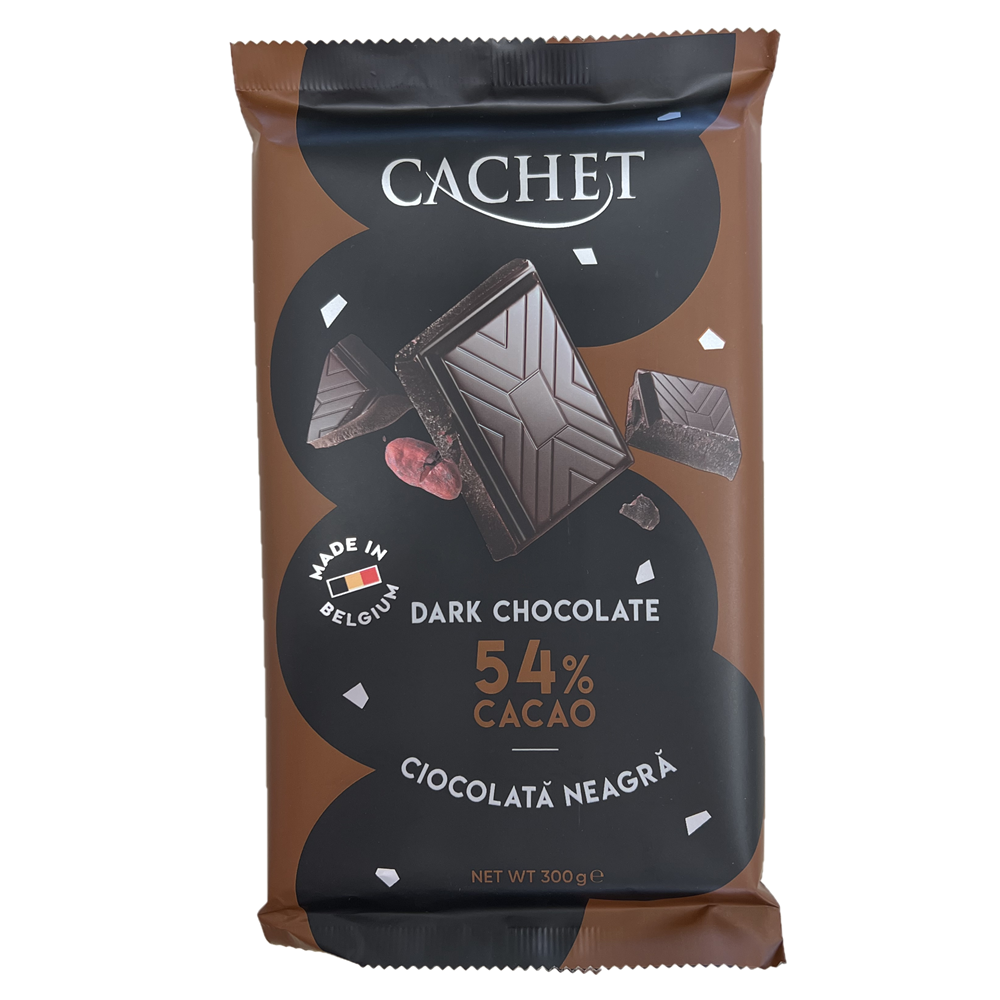Ciocolata neagra cu 54% cacao, 300 g, Cachet