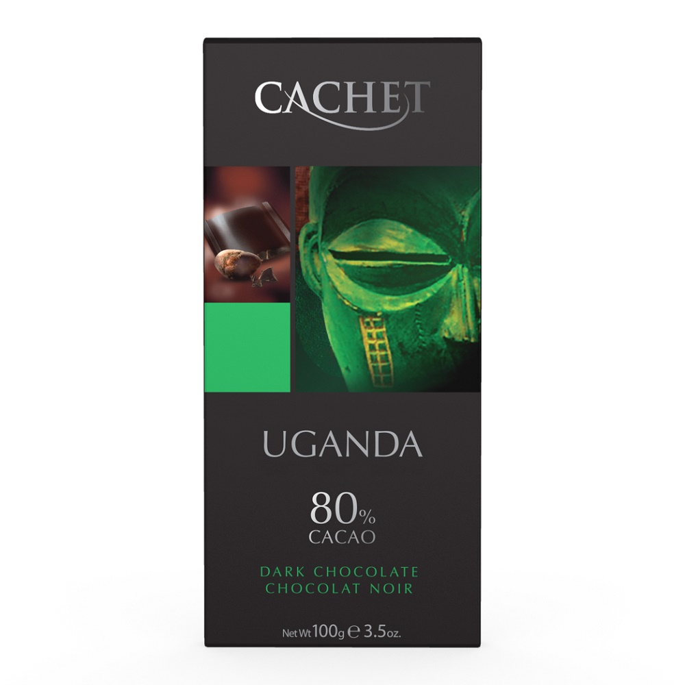 Ciocolata amaruie UGANDA cu 80% cacao, 100g, Cachet