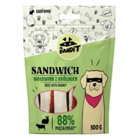 Recompense cu vita si iepure pentru caini Sandwich, 500 g, Mr. Bandit