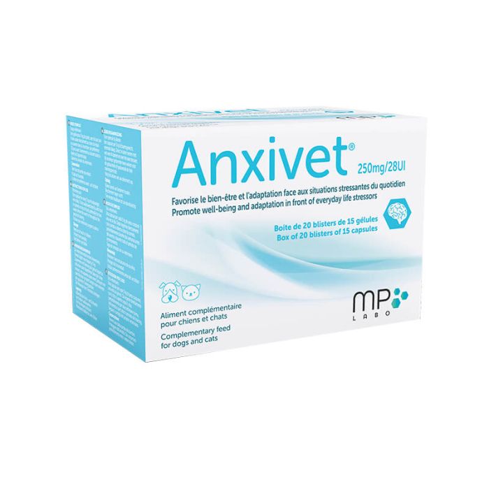 Supliment cu efect calmant pentru caini si pisici Anxivet 250 mg 28 UI, 300 capsule, Mp Labo