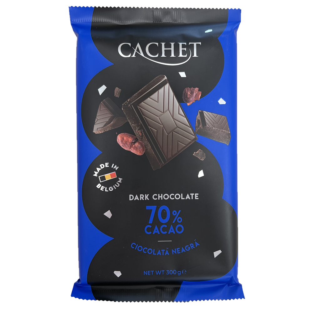 Ciocolata neagra cu 70% cacao, 300 g, Cachet