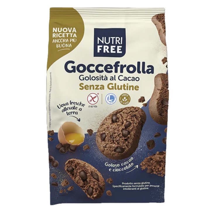 Biscuiti fara gluten cu bucati de ciocolata Goccefrolla, 300 g, Nutrifree