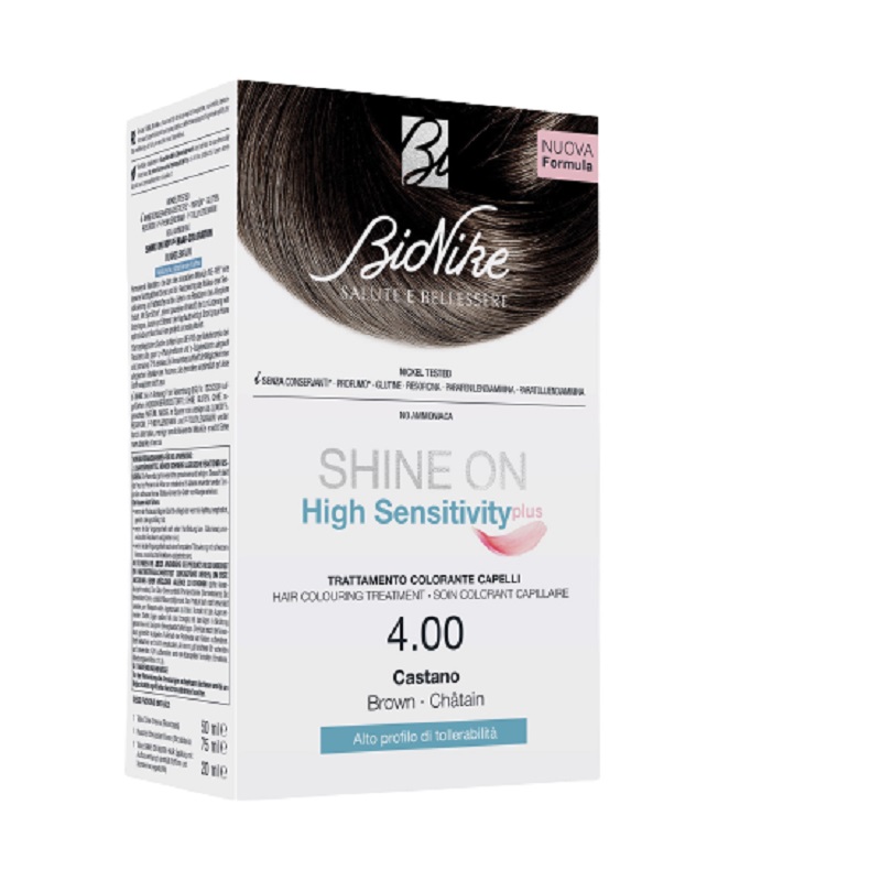 Vopsea permanenta de par Shine On Hs Plus nuanta 4.00 Castano, 145 ml, BioNike