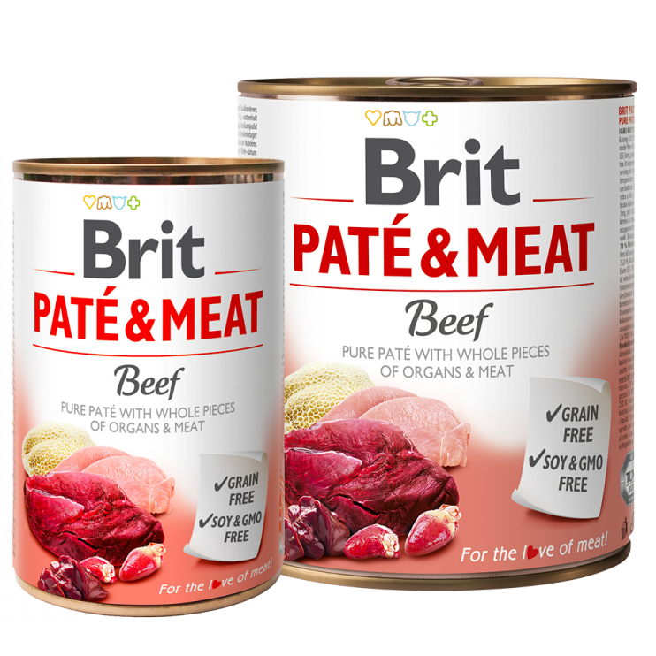 Hrana umeda cu vita pentru caini Pate & Meat, 400 g, Brit
