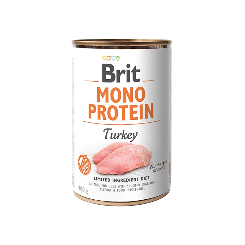 Hrana umeda cu curcan pentru caini Mono Protein Turkey, 400 g, Brit