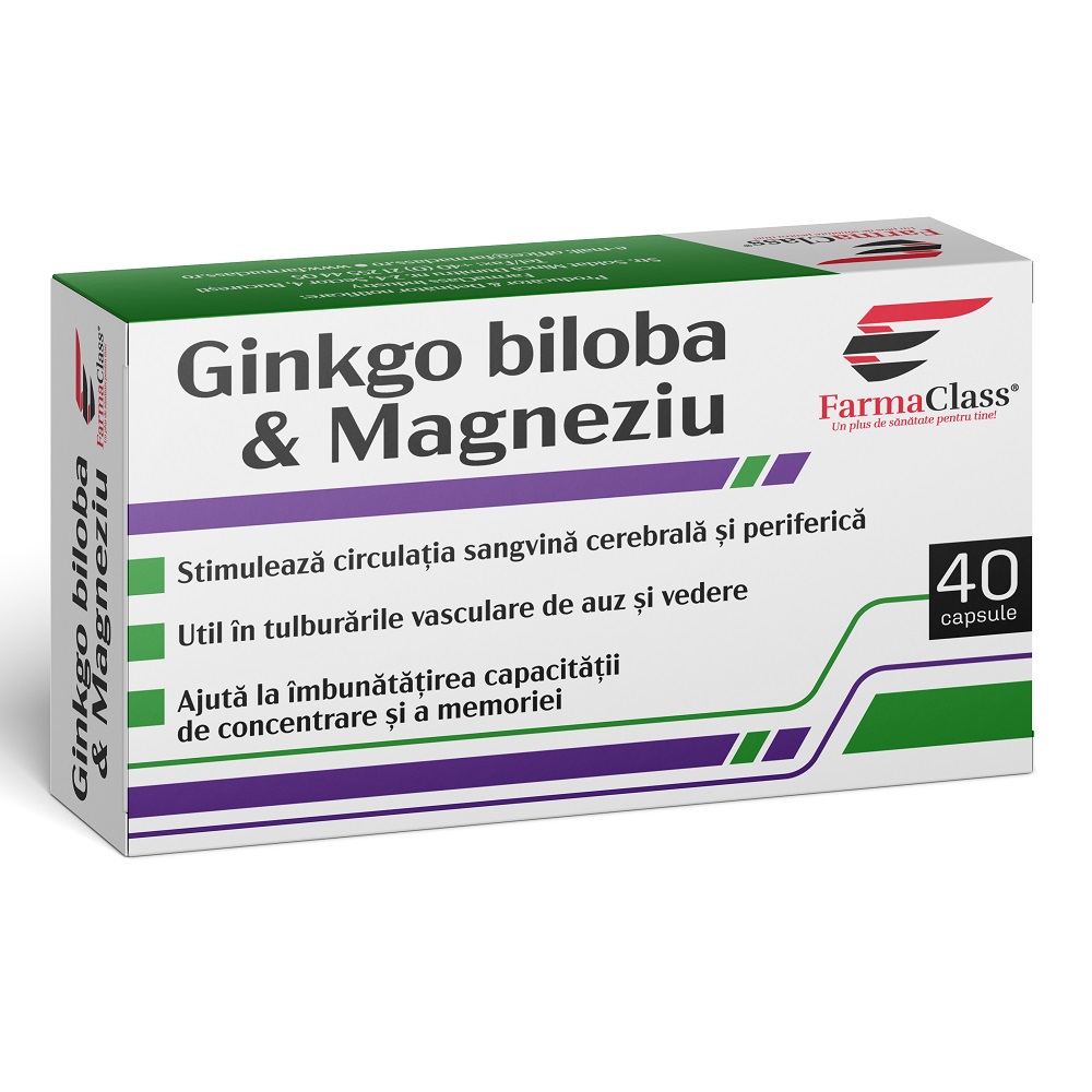 Ginkgo Biloba & Magneziu, 40 capsule, FarmaClass