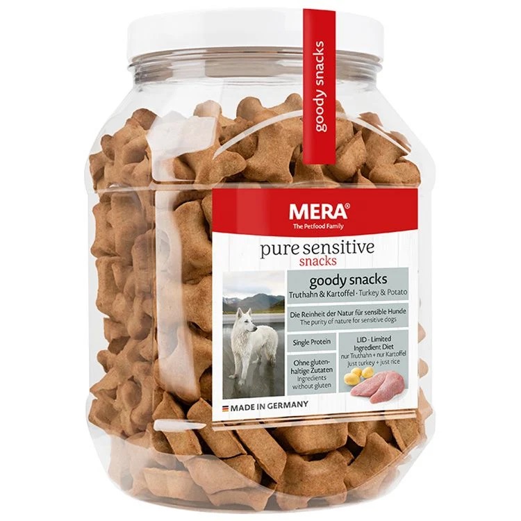 Snackuri cu cartofi si curcan pentru caini Pure Sensitive, 600 g, Mera