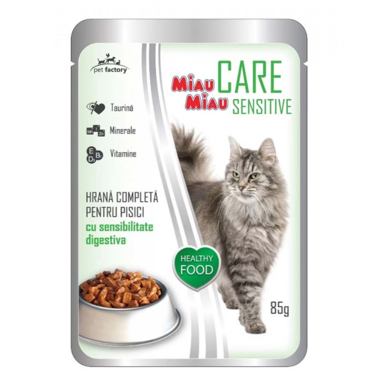Hrana umeda cu ficat pentru pisici Sensitive, 85 g, Miau-Miau
