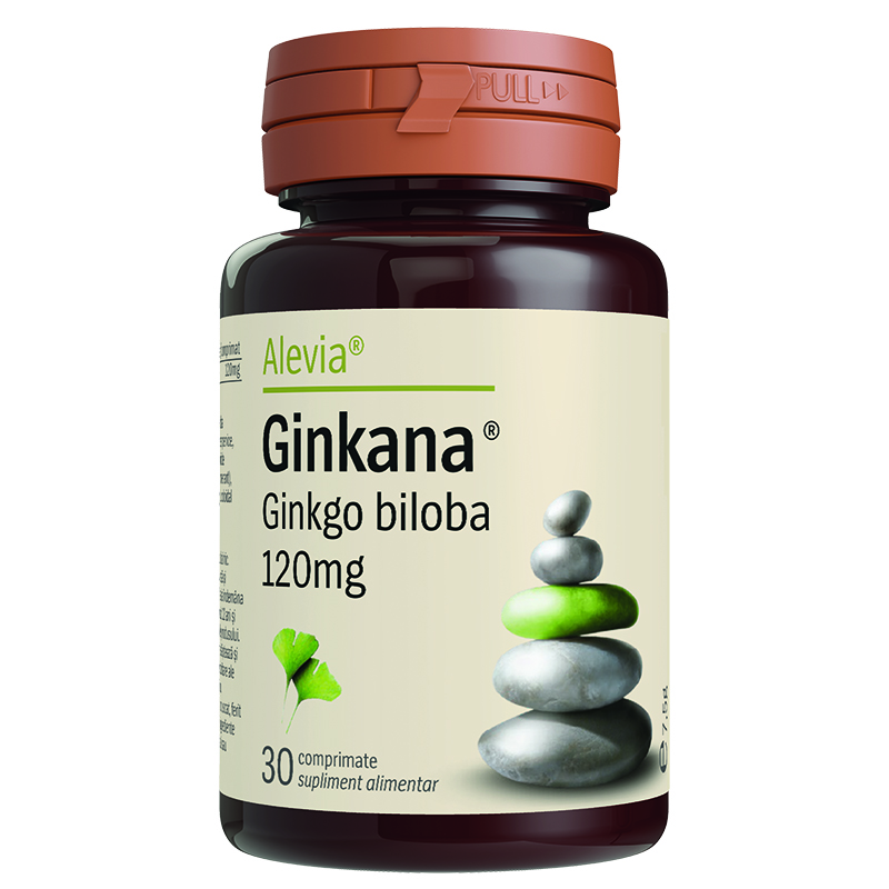 Ginkana Ginkgo Biloba, 120 mg, 30 comprimate, Alevia