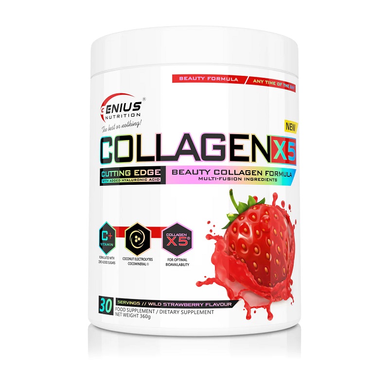 Collagen-X5 Wild Strawberry, 360 g, Genius Nutrition