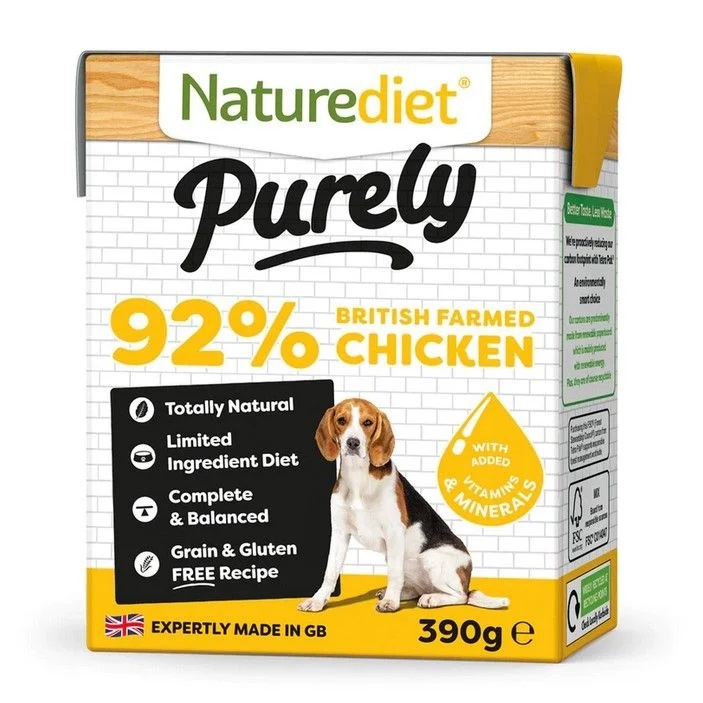Hrana umeda cu pui pentru caini Hipoalergenic Pate Purely Chicken, 390 g, NatureDiet