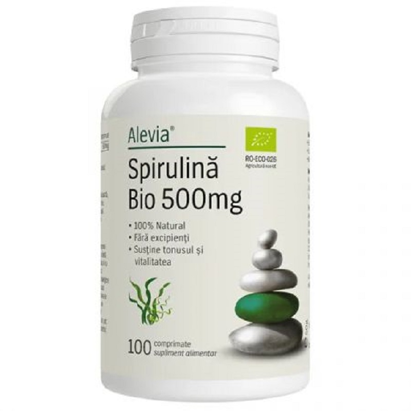 Spirulina bio 500 mg, 100 comprimate, Alevia