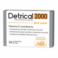 Detrical D3 2000 UI, aroma portocale, fara zahar, 24 comprimate, Zdrovit