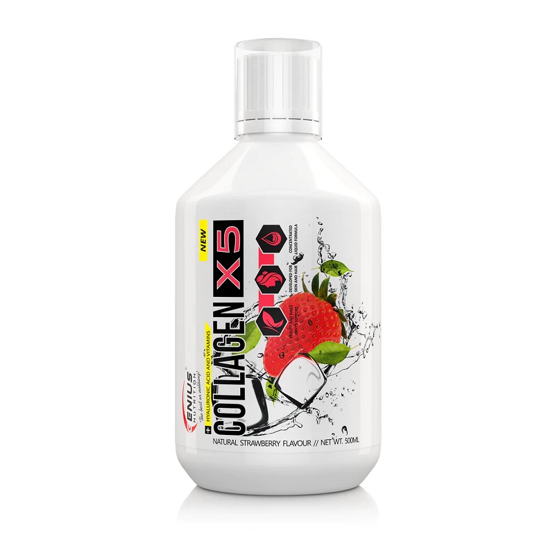 Colagen lichid Collagen-X5 Strawberry, 500 ml, Genius Nutrition