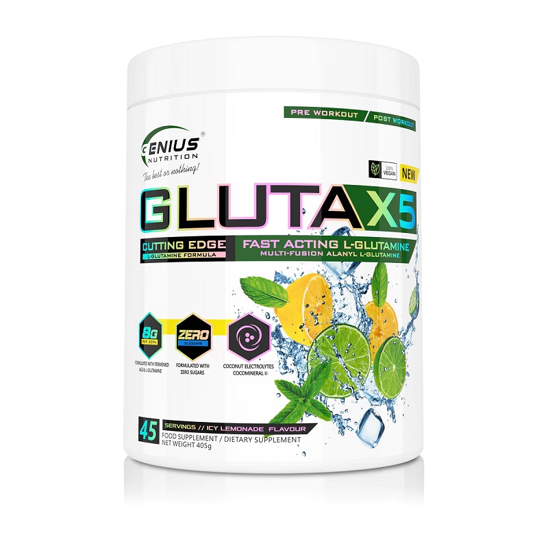 L-glutamina Gluta-X5 Ice Lemonade, 405 g, Genius Nutrition