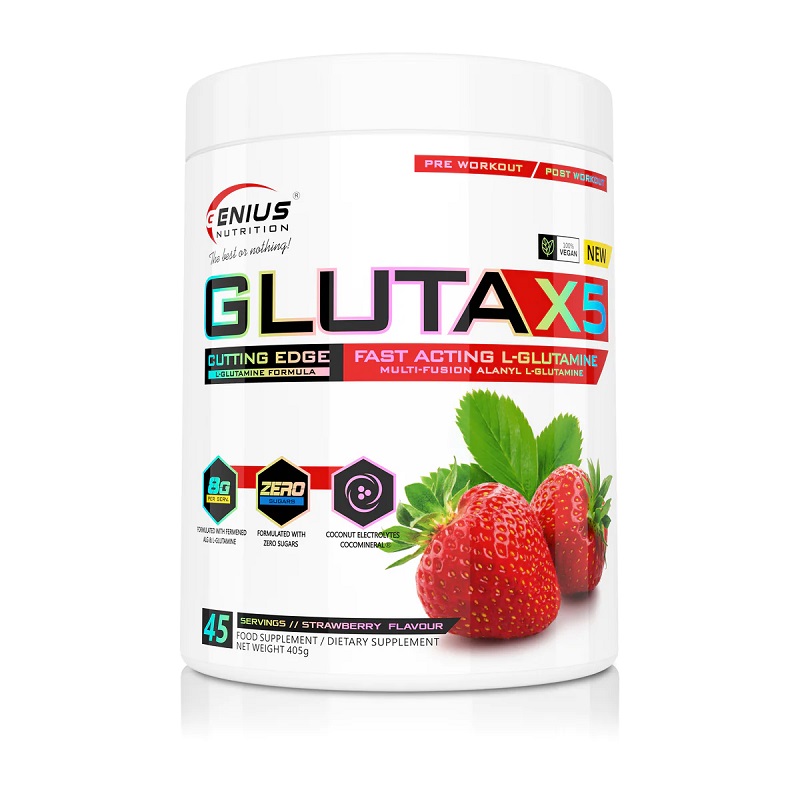 L-glutamina Gluta-X5 Strawberry, 405 g, Genius Nutrition