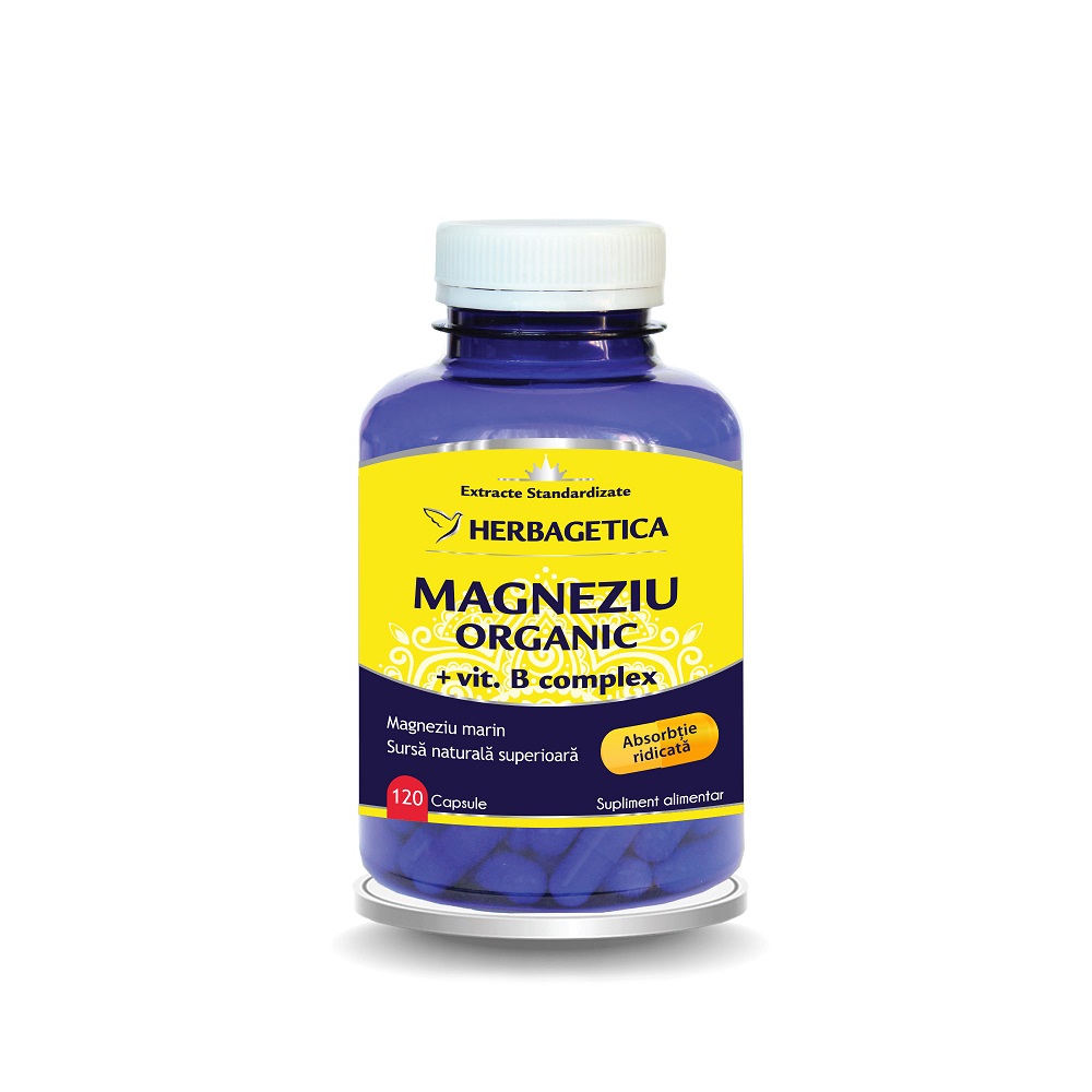 Magneziu Organic cu Vitamina B complex, 120 capsule, Herbagetica
