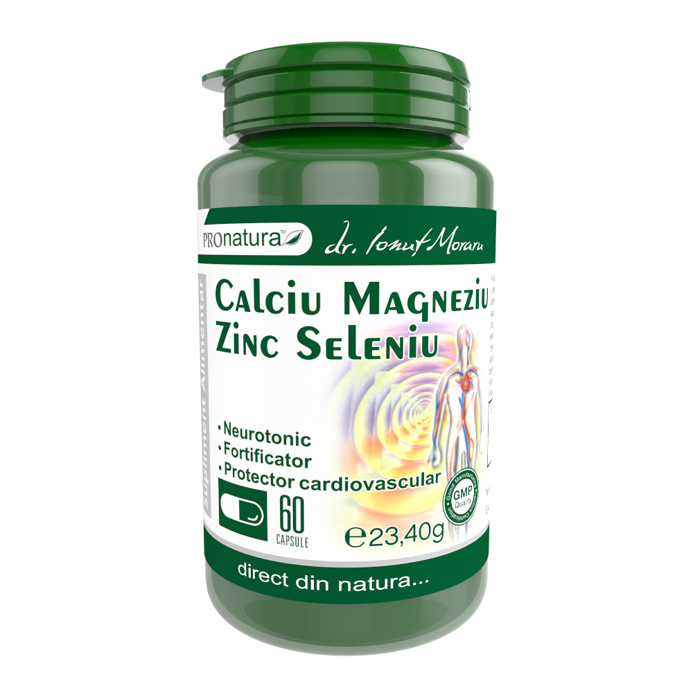 Calciu Magneziu Zinc Seleniu, 60 capsule, Pro Natura