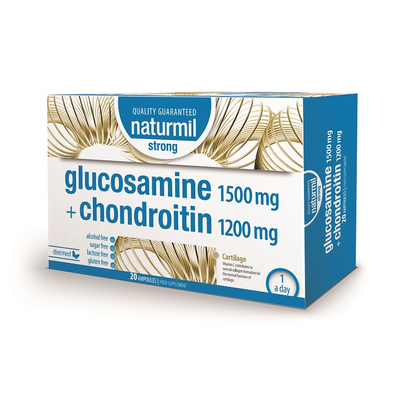 Glucosamine + Chondroitin Strong, 20 fiole x 15 ml, Naturmil