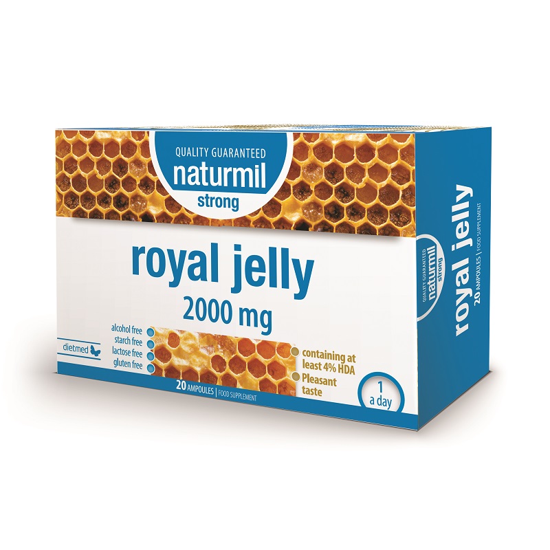 Royal Jelly Strong, 2000 mg, 20 fiole x 15 ml, Naturmil
