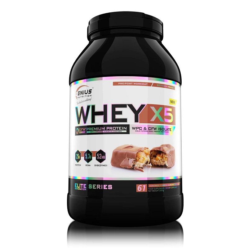 Pudra proteica Whey-X5 Choco-Hazelnut, 2000 g, Genius Nutrition