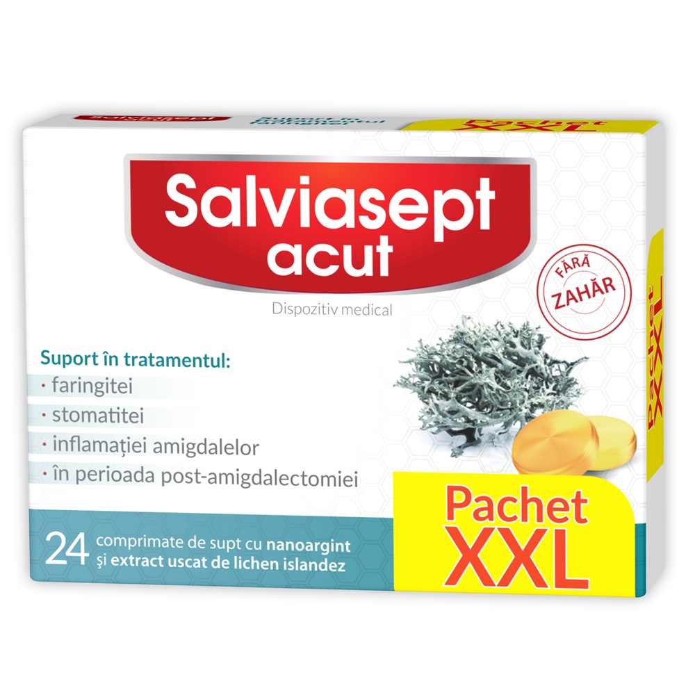 Salviasept Acut fara zahar, 24 comprimate, Zdrovit