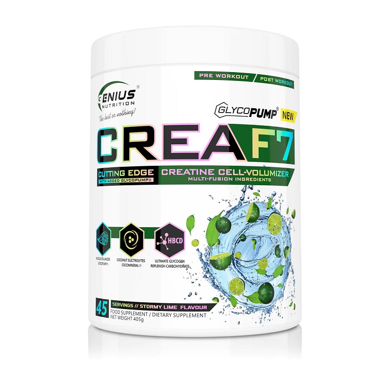 Creatina pudra cu aroma de lime CreaF7, 405 g, Genius Nutrition