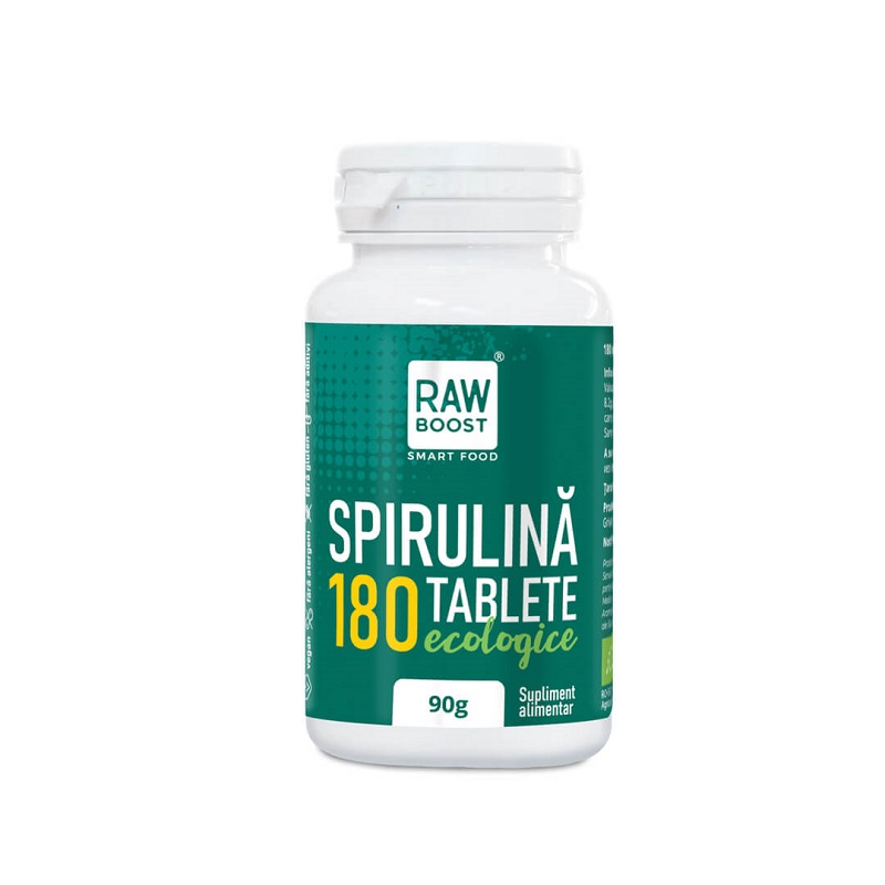 Spirulina Bio, 180 tablete, Rawboost