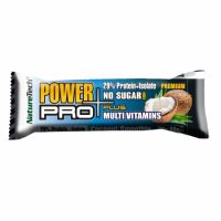 Baton POWER PRO PLUS 29% proteina, FARA ZAHAR, cu vitamine, aroma de cocos, 80g, Nature Tech