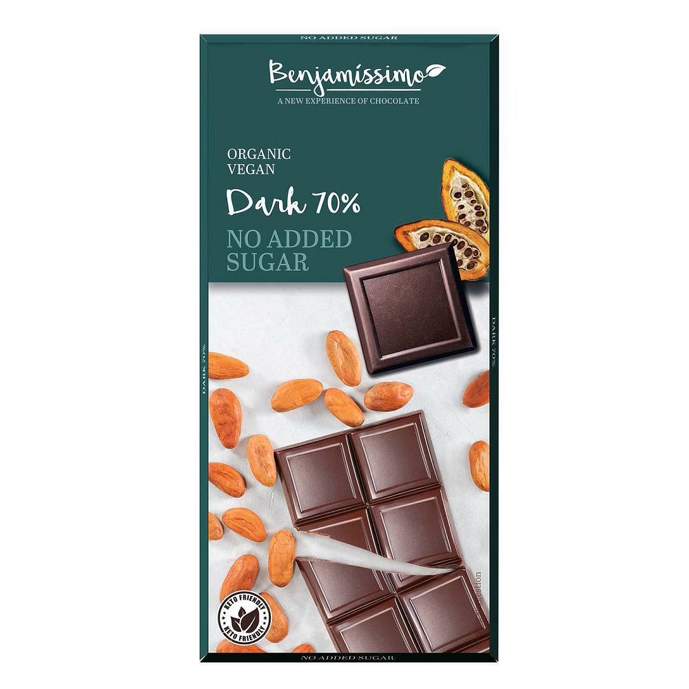 Ciocolata bio neagra 70%, 70 g, Benjamissimo