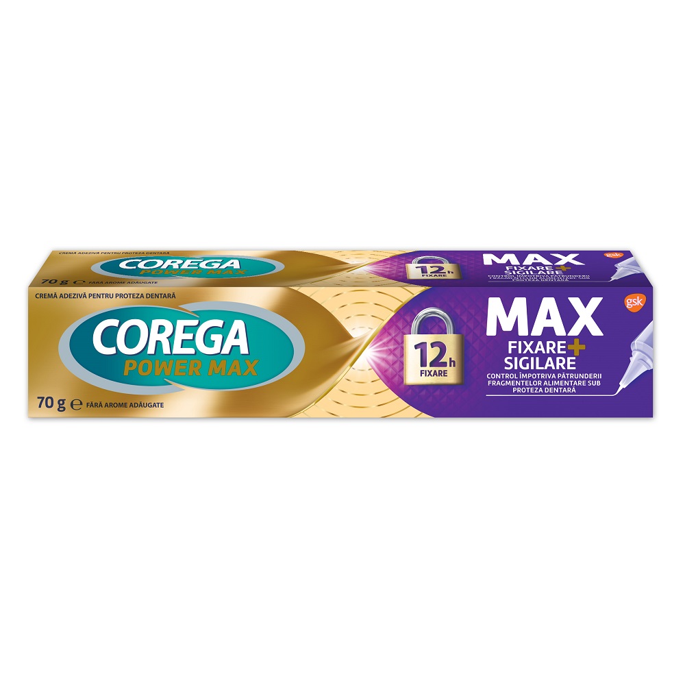 Crema adeziva pentru proteza dentara Corega Power Max Fixare + Sigilare, 70 g, Gsk