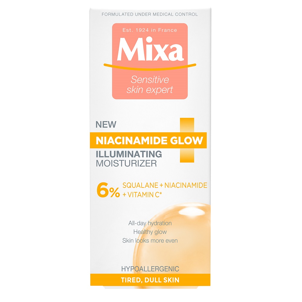 Crema hidratanta pentru fata cu efect de iluminare Niacinamide Glow, 50 ml, Mixa 573166
